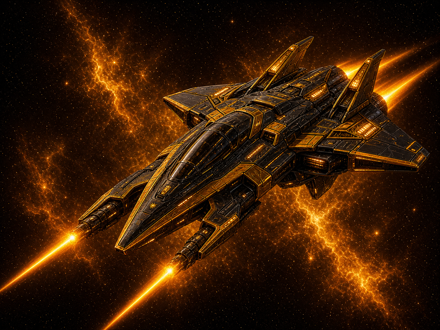 Solar Blade — fighter render (battle-ready, solar-empire)